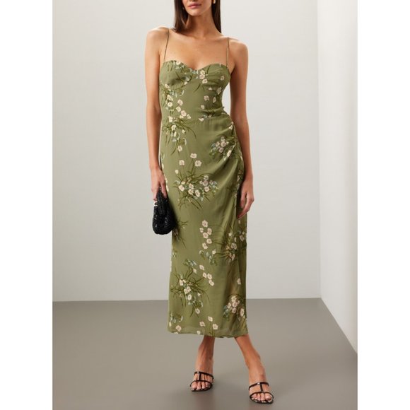 Reformation Green Floral Midi Dress - Picture 14 of 14